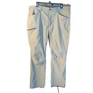 Eddie Bauer Rainier Pants Mens 38x32 Green‎ Hiking Nylon Stretch Zip Cargo